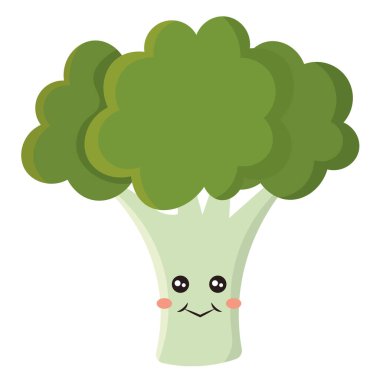 Çizgi film suratlı brokoli. Vektör illüstrasyonu