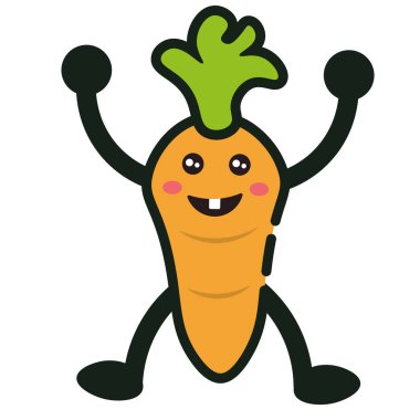 Sevimli havuç çizgi film ikonu. Vektör illüstrasyonu