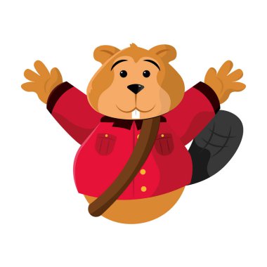 Kırmızı ceketli mutlu kunduz Vektör çizimi