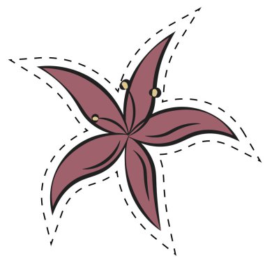 Taç yapraklı çizgi film renkli çiçek. Vektör illüstrasyonu