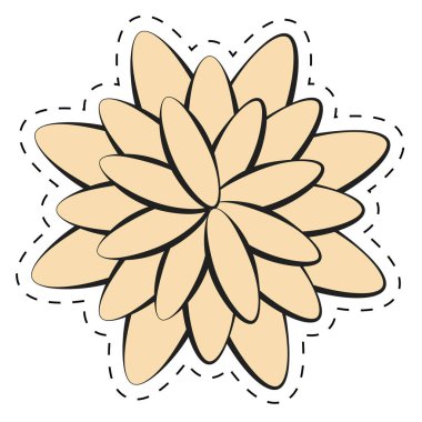 Taç yapraklı çizgi film renkli çiçek. Vektör illüstrasyonu