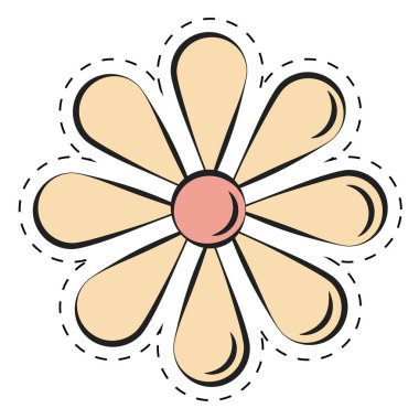 Taç yapraklı çizgi film renkli çiçek. Vektör illüstrasyonu