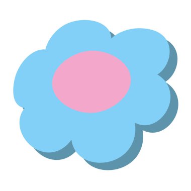 Gölgeli asgari mavi çiçek. Vektör illüstrasyonu