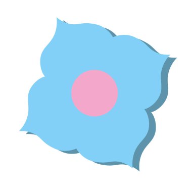 Gölgeli asgari mavi çiçek. Vektör illüstrasyonu