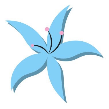 Gölgeli asgari mavi çiçek. Vektör illüstrasyonu