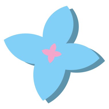 Gölgeli asgari mavi çiçek. Vektör illüstrasyonu