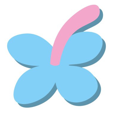 Gölgeli asgari mavi çiçek. Vektör illüstrasyonu