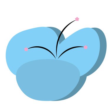 Gölgeli asgari mavi çiçek. Vektör illüstrasyonu