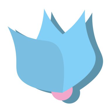 Gölgeli asgari mavi çiçek. Vektör illüstrasyonu