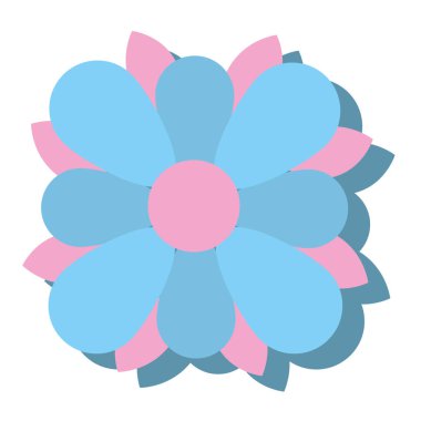 Gölgeli asgari mavi çiçek. Vektör illüstrasyonu