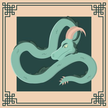 Çin arka planında renkli Çin ejderhası. Vektör illüstrasyonu