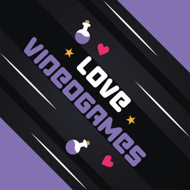 Video oyunları planına bayılıyorum. Vektör illüstrasyonu