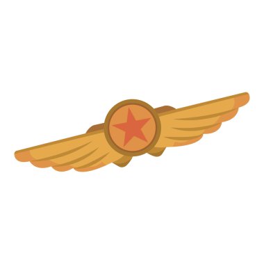 Altın havacılık kanat rozeti. Vektör illüstrasyonu