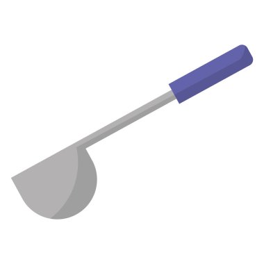 Uzun metal kepçe ikonu. Vektör illüstrasyonu