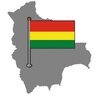 Bayrak taşıyan Bolivya haritası. Vektör illüstrasyonu