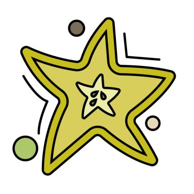 Bir karabomolo meyve ikonu illüstrasyonunun izole edilmiş dilimi