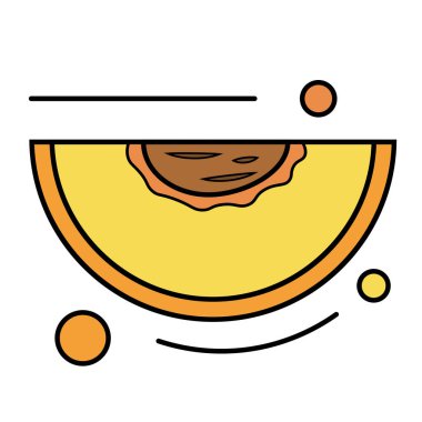 Şeftali meyvesi ikonu illüstrasyonunun izole edilmiş bir dilimi