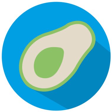 Avokado simgesi Vektör illüstrasyonunun izole edilmiş bir dilimi