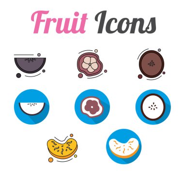 Çeşitli meyve dilimleri simgeleri Vektör illüstrasyonu