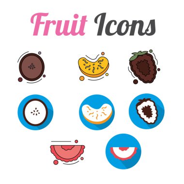 Çeşitli meyve dilimleri simgeleri Vektör illüstrasyonu
