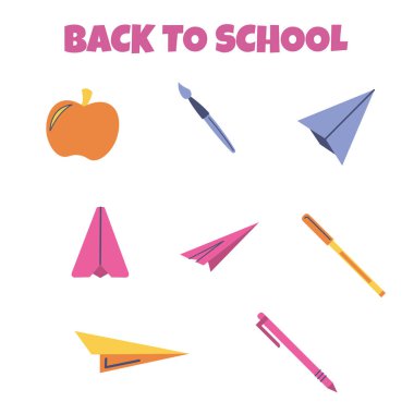 geri okul Icon set için. vektör çizim