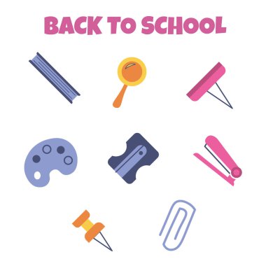 geri okul Icon set için. vektör çizim