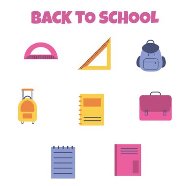 geri okul Icon set için. vektör çizim