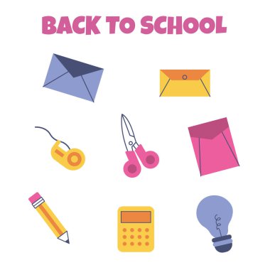 geri okul Icon set için. vektör çizim