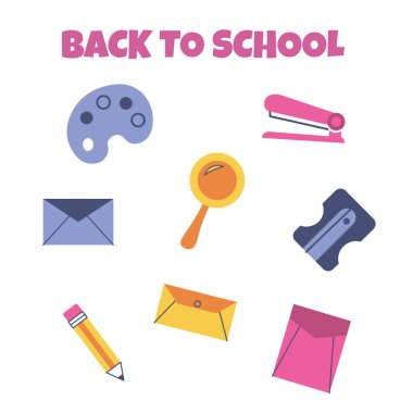 geri okul Icon set için. vektör çizim