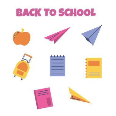 geri okul Icon set için. vektör çizim