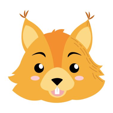 Neşeli sincap suratlı portre. Vektör illüstrasyonu