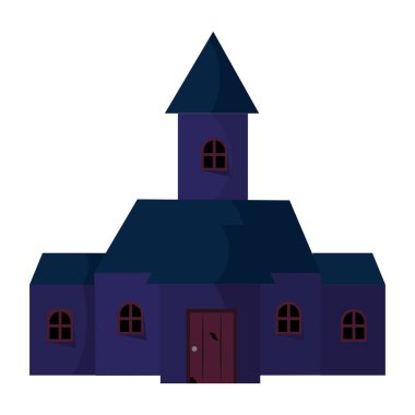Hayaletli Ürkütücü Şato ikonu. Vektör illüstrasyonu