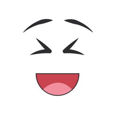 Mutlu çizgi film yüz ifadesi. Vektör illüstrasyonu