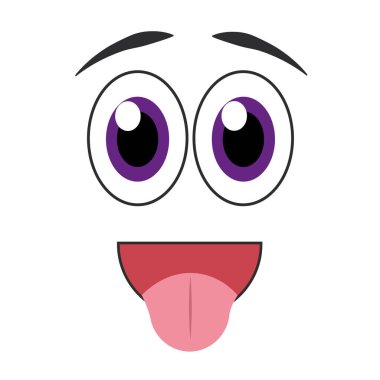 Mutlu çizgi film yüz ifadesi. Vektör illüstrasyonu