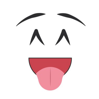 Mutlu çizgi film yüz ifadesi. Vektör illüstrasyonu