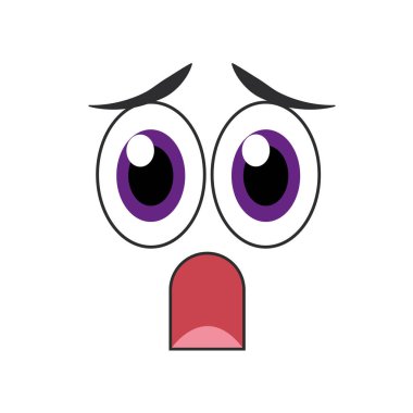 Şaşırmış karikatür surat emojisi. Vektör illüstrasyonu