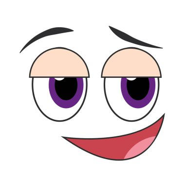 Mutlu çizgi film yüz ifadesi. Vektör illüstrasyonu