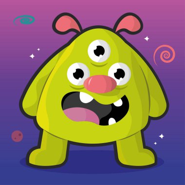 Pembe burunlu sarı uzaylı. Vektör illüstrasyonu