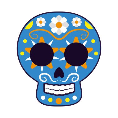 İzole edilmiş renkli dia de los muertos kafatası ikonu Vektör illüstrasyonu