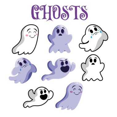 Şirin cadılar bayramı karakterleri Vektör illüstrasyonu