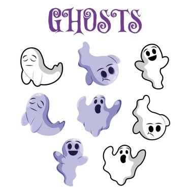 Şirin cadılar bayramı karakterleri Vektör illüstrasyonu