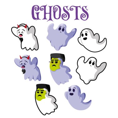 Şirin cadılar bayramı karakterleri Vektör illüstrasyonu