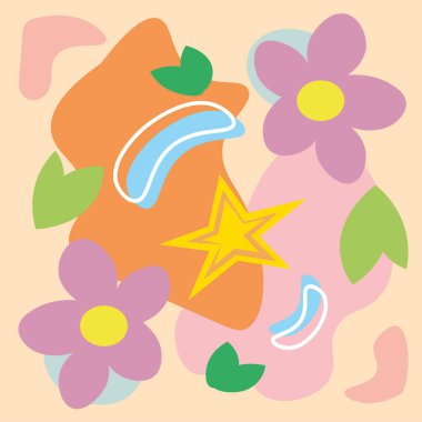 Renkli el çizimi arkaplan vektörü çizimi