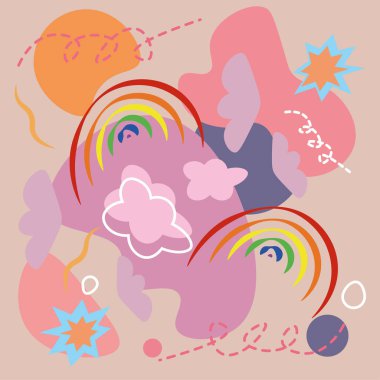 Renkli el çizimi arkaplan vektörü çizimi