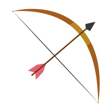 Renkli yay ve ok ortaçağ silah ikonu Vektör illüstrasyonu