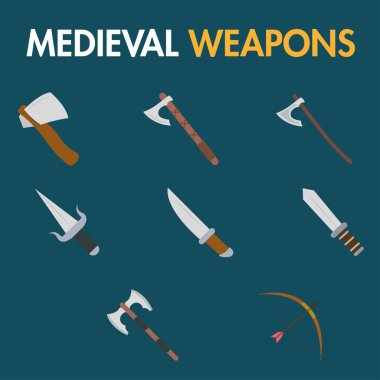 Ortaçağ silah ikonları Vektör illüstrasyonu