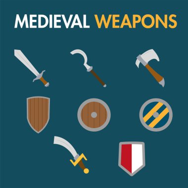Ortaçağ silah ikonları Vektör illüstrasyonu