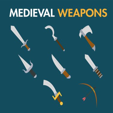 Ortaçağ silah ikonları Vektör illüstrasyonu