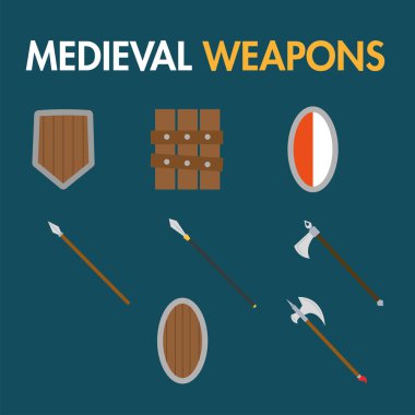 Ortaçağ silah ikonları Vektör illüstrasyonu