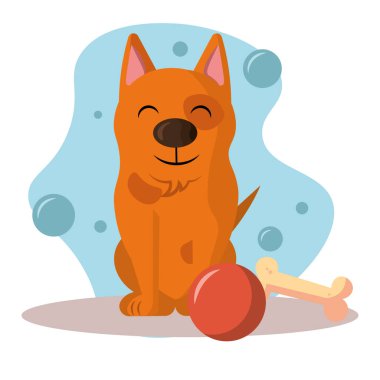 Renkli sevimli köpek karakteri Vektör illüstrasyonu